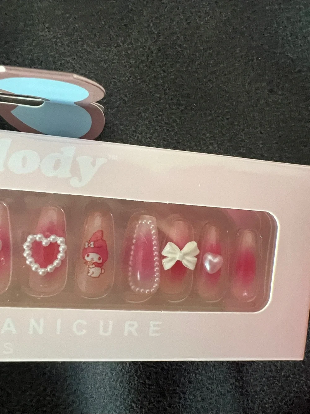 Hello Kitty My Melody Pink Press-On Nail Set with Bows & Hearts